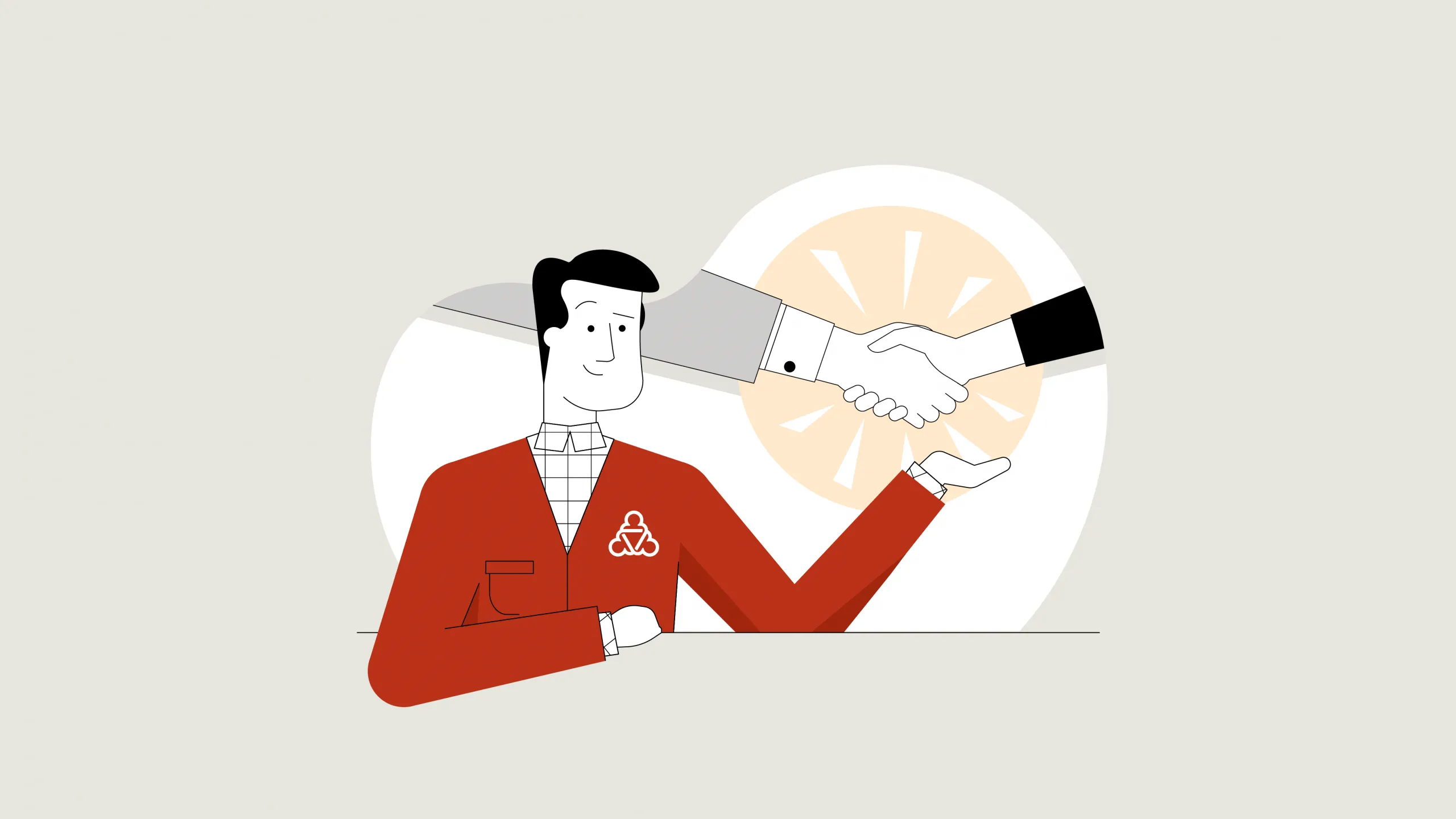 Der Wegweiser präsentiert den Handschlag zweier Personen.