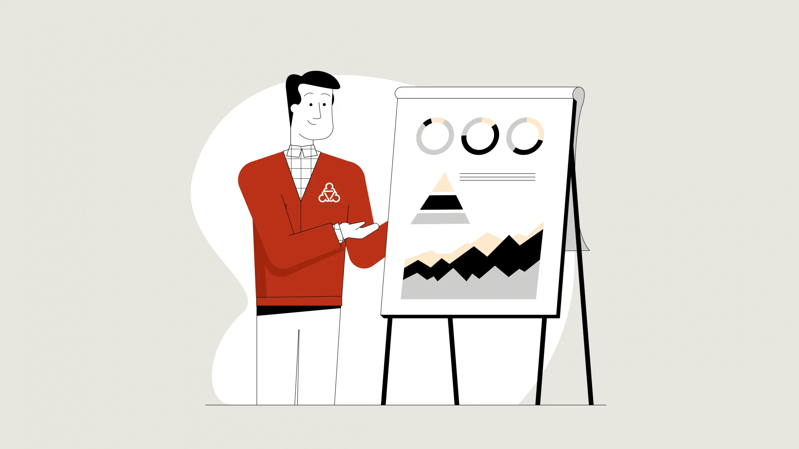 Der Wegweiser erklärt ein Flipchart, auf diesem sind Grafiken zu erkennen.