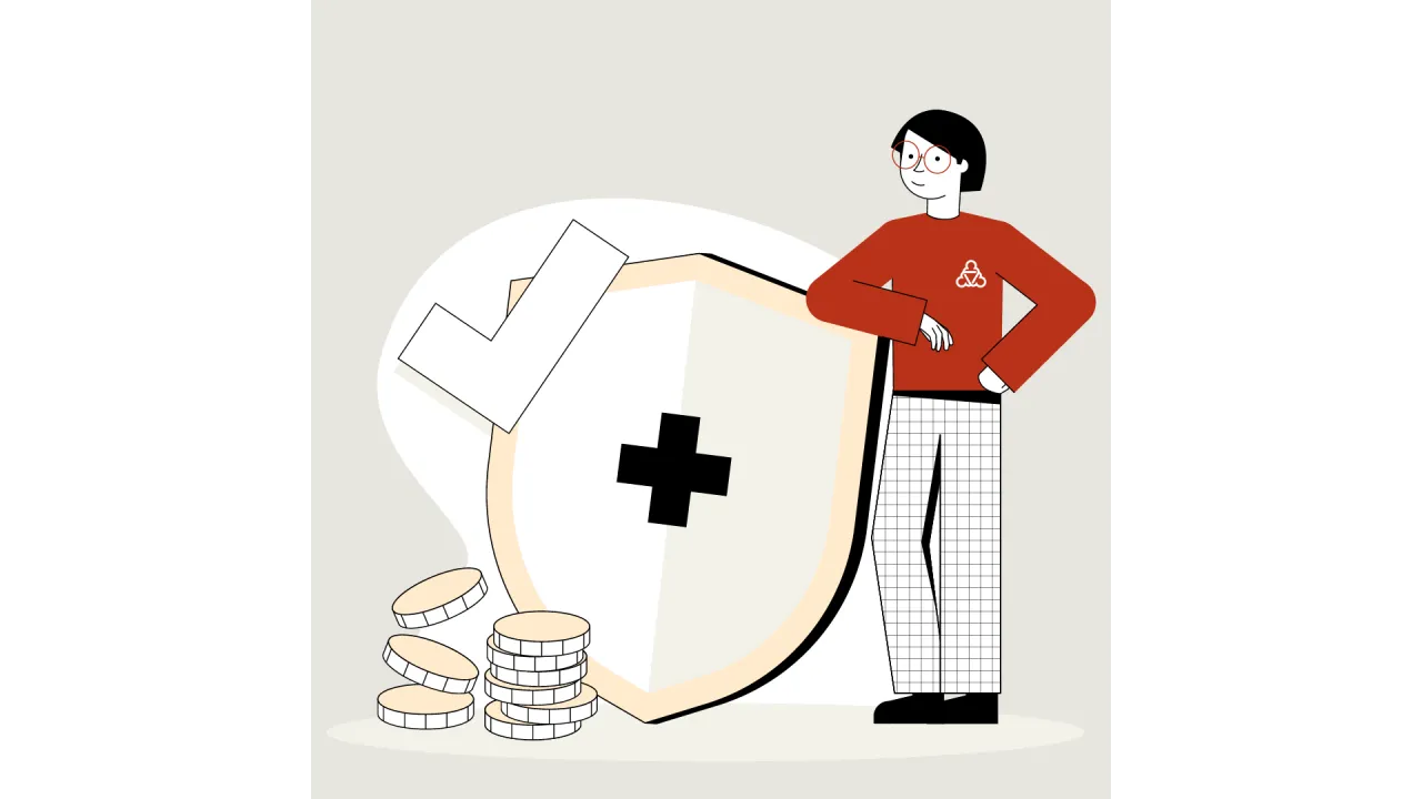 Die Wegweiserin lehnt sich an ein Schild auf dem ein Kreuz zu sehen ist. Daneben liegen Münzen.